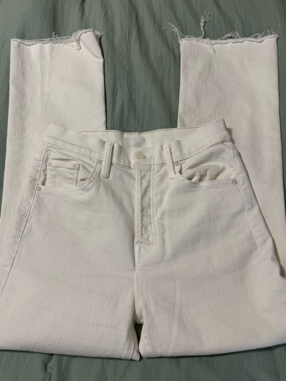MOTHER The Tripper Ankle Fray “play date white” High Rise Cropped Size 28 - Picture 4 of 9